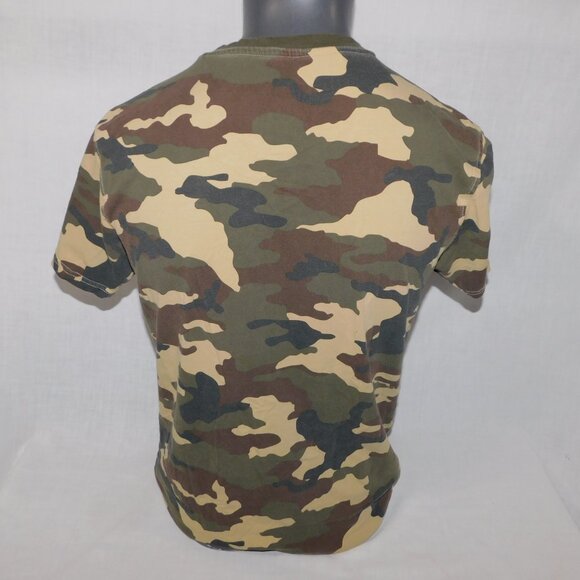 Bleecker & Mercer Mens M Green Camo Red Chenille Hand CASH Crew Neck T Shirt - Picture 7 of 9